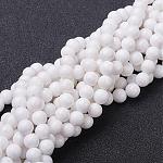 Chapelets de perles rondes en jade de Mashan naturelle, teints et chauffée, blanc, 6mm, Trou: 1mm, Environ 69 pcs/chapelet, 15.7 pouce