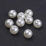 Perles de perle acryliques blanches et crémeuses, rondes et grossières, imitation lâche, 8mm, Trou: 1.8~2mm
