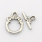 Chiusure toggle anello in lega stile tibetano, argento antico, Anello: 20x15x2 mm, Foro: 2x3 mm, bar: 17x9x2 mm, Foro: 2x3 mm
