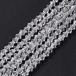 5301 perles bicône imitation cristal autrichien, Chapelets de perles en verre à facettes, clair, 3x3~3.5mm, Trou: 0.5mm, Environ 125~130 pcs/chapelet, 15.5 pouce