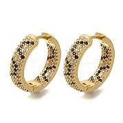 Серьги-кольца из латуни с микропаве из кубического циркония EJEW-H016-18G