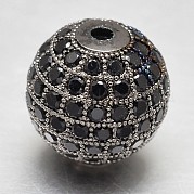 CZ латунные микро проложить кубического циркония круглых бусин ZIRC-L017-14mm-06B
