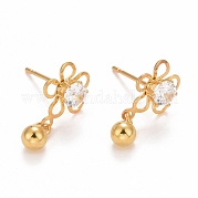 Серьги-гвоздики из нержавеющей стали 304 в форме цветка EJEW-C019-04G
