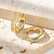 Овальные серьги-кольца из латуни с микропаве из прозрачных кубических цирконий EJEW-D311-133G