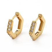 Серьги-кольца с шестигранной головкой из прозрачного кубического циркония EJEW-B013-07