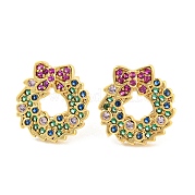 Серьги-гвоздики из латуни с фианитом EJEW-K245-48G