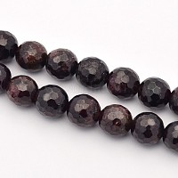 Natural Garnet Beads Strands, Faceted, Round, 4mm, Hole: 1mm, about  91pcs/strand, 15 inch(38.5cm)