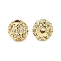 Runde Messing Micro Pave Zirkonia Perlen, cadmiumfrei und bleifrei, Transparent, echtes 18k vergoldet, 10 mm, Bohrung: 2 mm