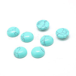 Cabochon di pietra preziosa di turchese sintetico tinto, mezzo tondo, 16x6mm