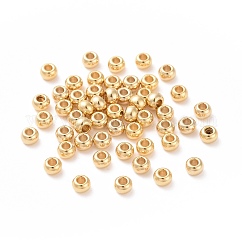 Perlas de acero inoxidable 304, redondo, real 18k chapado en oro, 3x2mm, agujero: 1.2 mm