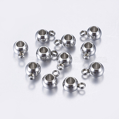 Asas de tubo de acero inoxidable 304 resistentes al deslustre, fianzas de bucle, abalorios de fianza, rerondana plana, color acero inoxidable, 9x6x4.5mm, agujero: 1.5 mm, diámetro interior: 3 mm