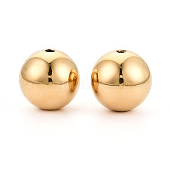 Perlas de acero inoxidable 304, redondo, real 14k chapado en oro, 16mm, agujero: 2.2~2.8 mm