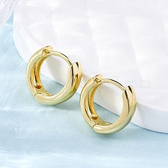 Ottone orecchini a cerchio Huggie, placcato di lunga durata, anello, vero placcato oro 18k, 16x5mm, ago :0.8mm