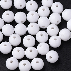 Abalorios acrílicos opacos, redondo, blanco, 12x11mm, agujero: 1.8 mm, aproximamente 566 unidades / 500 g