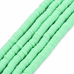 Handgemachte Polymer-Lehm-Korn-Stränge, heishi Perlen, Disc / Flachrund, Aquamarin, 6x0.5~1 mm, Bohrung: 2 mm, ca. 320~447 Stk. / Strang, 15.74 Zoll ~ 16.92 Zoll