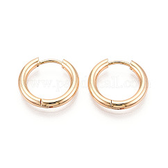 Boucles d'oreilles créoles en acier inoxydable 304, placage ionique (ip), véritable 18k plaqué or, 16x17x2.5mm