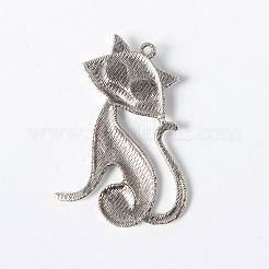 Ciondoli a forma di gattino in lega di stile tibetano&nbsp;X-TIBEP-22758-AS-RS