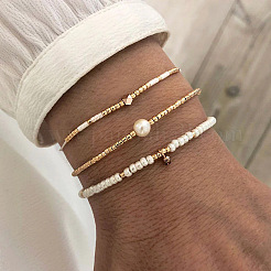 3 bracelet tressé en perles de rocaille en verre pour femmes&nbsp;LM9516