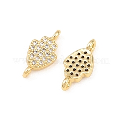 Ciondolo con connettore a forma di mano di Hamsa in ottone micro pavé di zirconi cubici trasparenti&nbsp;KK-C162-039G