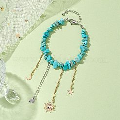 Braccialetti sintetici con perline turchesi&nbsp;AJEW-JB01221
