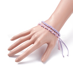 2 Stück 2 Farben Pfirsichblüten geflochtenes Schnurarmband&nbsp;BJEW-JB07610-05