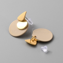 Doppelte flache runde baumelnde Ohrstecker aus Legierung mit 925 Sterlingsilberstiften für Damen&nbsp;EJEW-WH0011-36A