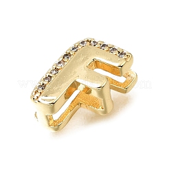 Barrettes d'espacement initiales en laiton micro-pavé de zircone cubique transparente&nbsp;KK-E802-34G-F