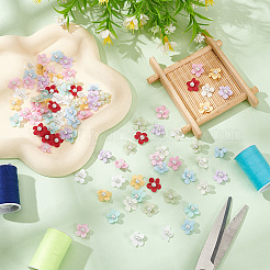 100 Stück 10 Farben Blumen-Polyester-Ornament-Zubehör&nbsp;DIY-FG0005-33