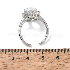 Bagues ouvertes en laiton avec micro pavé de zircones cubiques pour femmes&nbsp;RJEW-L343-17P-07