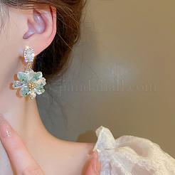Blume-Legierung Strass baumeln Ohrstecker&nbsp;FS-WG9F12F-01