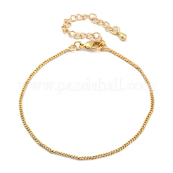 Pulseras de cadena de eslabones de latón chapado en rack ajustables para mujer&nbsp;BJEW-G735-18G