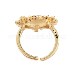Offene Manschettenringe aus Messing mit Emaille und Herzform für Damen&nbsp;RJEW-B064-19G-02