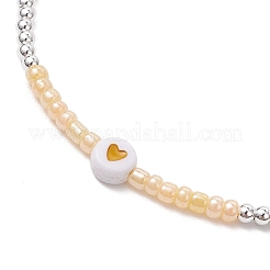 Bracelets tressés en perles rondes en laiton pour femmes&nbsp;BJEW-JB11718-04