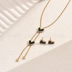 Set di gioielli in acciaio inossidabile con cuore a conchiglia e ventaglio a forma di fiore per donna&nbsp;XK7928-2