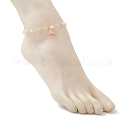 4 pz. 4 stili in ottone fatti a mano in morganite naturale e ametista e labradorite e agata onice verde (tinta e riscaldata) pepite catena a maglie in lega smaltata con ciondolo a coda di balena cavigliere per donna&nbsp;AJEW-AN00709
