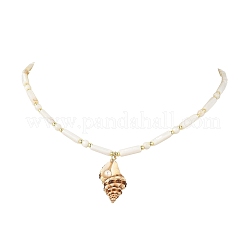 Colliers composés d'un pendentif en coquillage spiralé naturel&nbsp;NJEW-JN06553