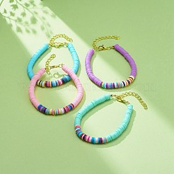 Braccialetto di perline heishi surfer fatto a mano in argilla polimerica 4 pz 4 colori&nbsp;BJEW-JB08635