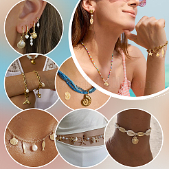 16 Stück Messing-Charms mit Ozeanmotiven in 8 Stilen&nbsp;KK-GA0002-34