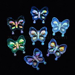 Placcatura uv luminosa perline acriliche iridescenti arcobaleno&nbsp;X-OACR-F006-03