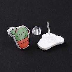 Orecchini a bottone in acrilico con perni di plastica per le donne&nbsp;EJEW-F293-01E