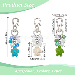 12 pendentif décoratif en forme de tortue de mer synthétique turquoise&nbsp;HJEW-NB00201