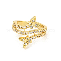 Schmetterling Rack Beschichtung Messing Micro Pave Zirkonia Manschette Fingerringe&nbsp;RJEW-C103-01G