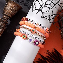 5 Stück 5 Stile Halloween synthetische nicht magnetische Hämatit & Polymer Clay Perlen Stretch Armband Sets&nbsp;BJEW-JB10733
