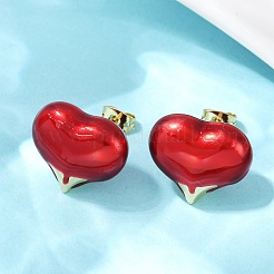 Boucles d'oreilles coeur en laiton&nbsp;EJEW-C152-05A-01