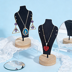 Expositores de joyas y collares de hierro con base redonda de madera.&nbsp;NDIS-WH0024-06B