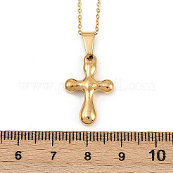 Collane con ciondolo a croce religiosa in acciaio inossidabile 304 per donna&nbsp;NJEW-G176-02G
