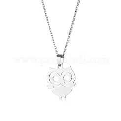 Colliers pendentif hibou en acier inoxydable&nbsp;PW-WG1B650-01