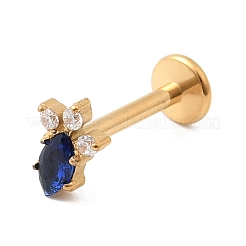 F136 Titan Pavé klare und blaue Zirkonia Pferdeauge Labrets mit Innengewinde&nbsp;ME-CBA9828-02G