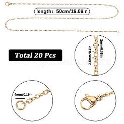 20 Stück PVD-Vakuumbeschichtung 304 Edelstahl-Kabelketten-Halsketten-Set&nbsp;STAS-SC0006-22G