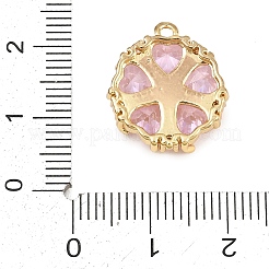 Pendentifs en laiton pavés de zirconiums cubiques roses&nbsp;CU-CBAF1EE-03G